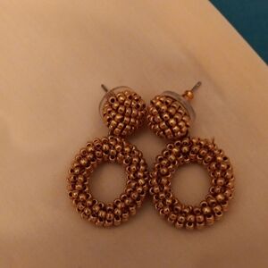J CREW Elegant Gold Beaded Earrings
